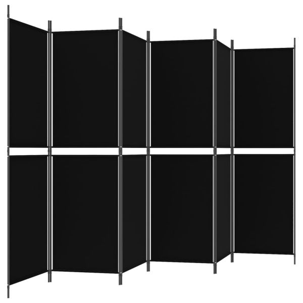 Параван за стая, 6 панела, черен, 300x180 cм, плат
