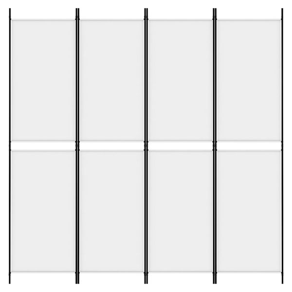 Параван за стая, 4 панела, бял, 200x200 см, текстил