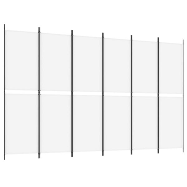 Параван за стая, 6 панела, бял, 300x200 см, текстил
