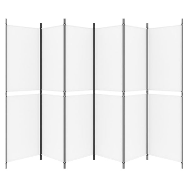 Параван за стая, 6 панела, бял, 300x200 см, текстил
