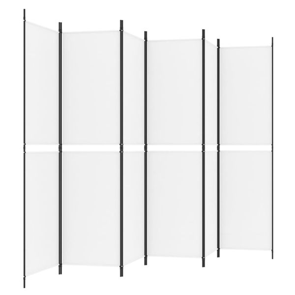 Параван за стая, 6 панела, бял, 300x200 см, текстил