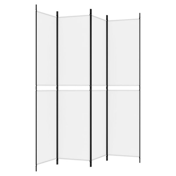 Параван за стая, 4 панела, бял, 200x220 см, текстил