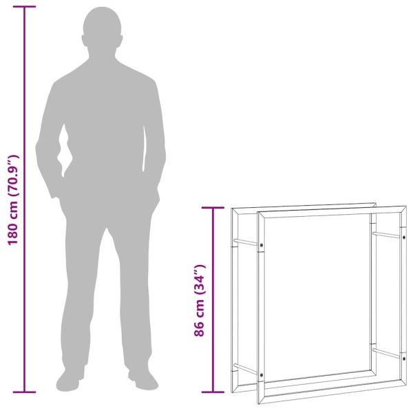 Стойка за дърва за огрев, черен мат, 80x28x86 см, стомана