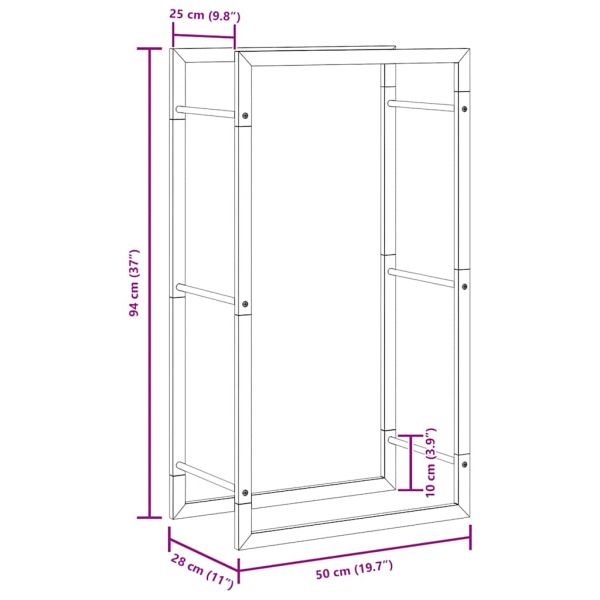 Стойка за дърва за огрев, 50x28x94 см, неръждаема стомана