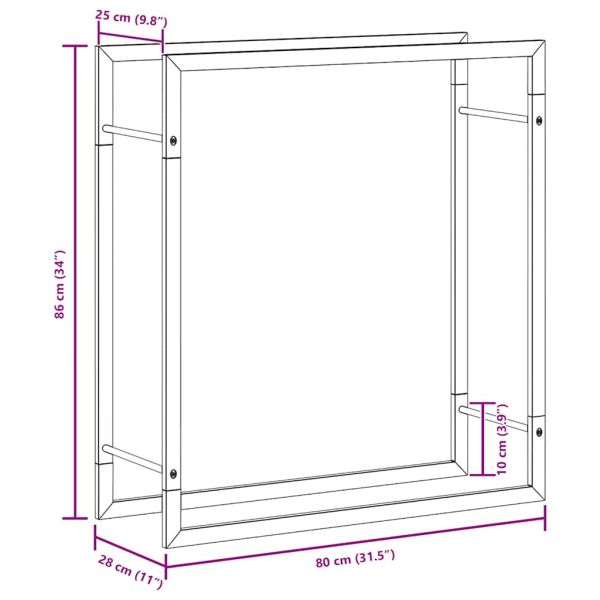 Стойка за дърва за огрев, 80x28x86 см, неръждаема стомана