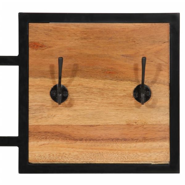 Стенна закачалка за дрехи 90x1x35 см масивна акация и желязо