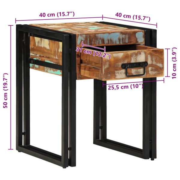 Крайна масичка 40 x 40 x 50 cm Солидно възстановено дърво