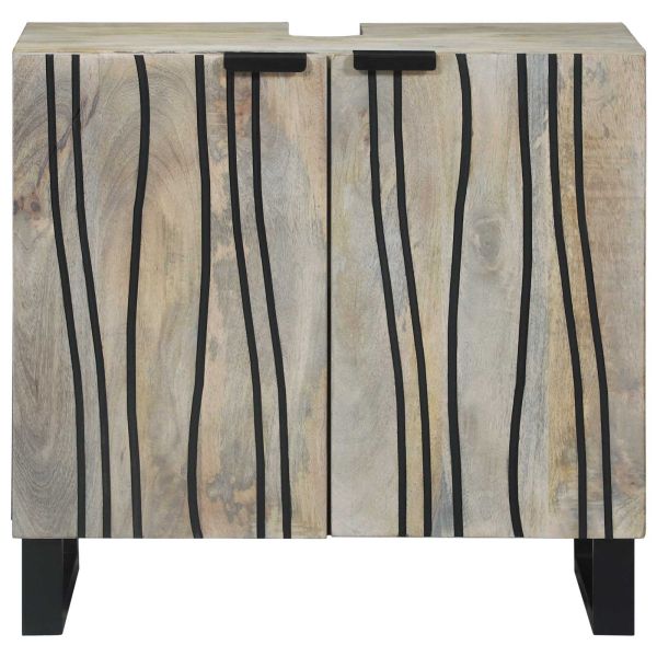 Шкаф за мивка в баня Бяло 62 x 33 x 58 см Инженерно дърво