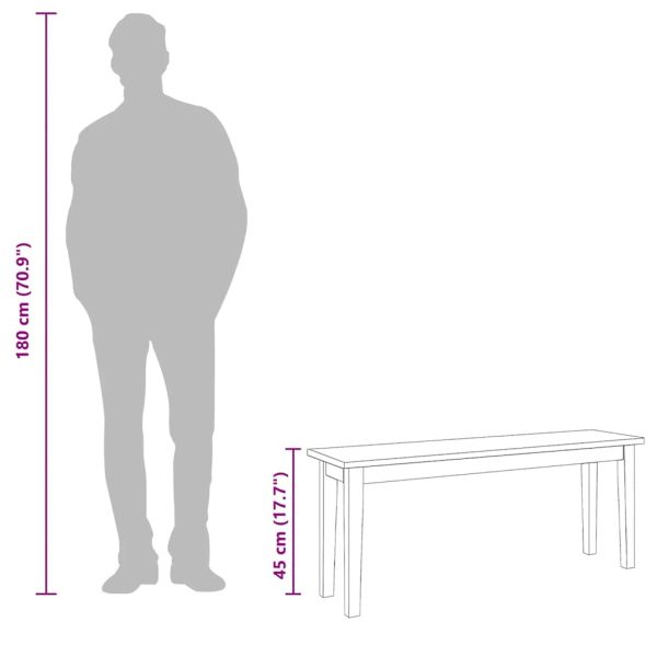 Пейка 110 cm Масивна дървесина Гума