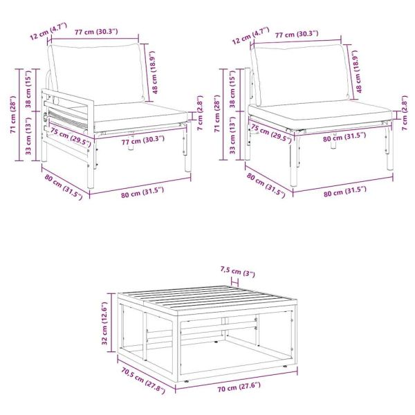 Градински Софа Комплект с възглавница 5 pcs Черно Стомана