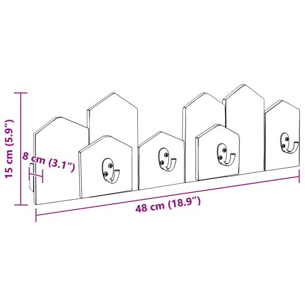 Закачалка Кафяво 48 x 8 x 15 см Масивно махагоново дърво