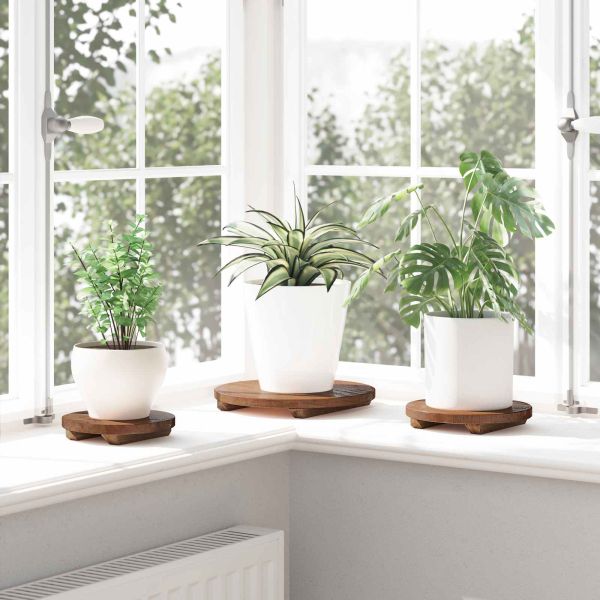 Стол за растения 3 pcs Кафяво Махагоново дърво