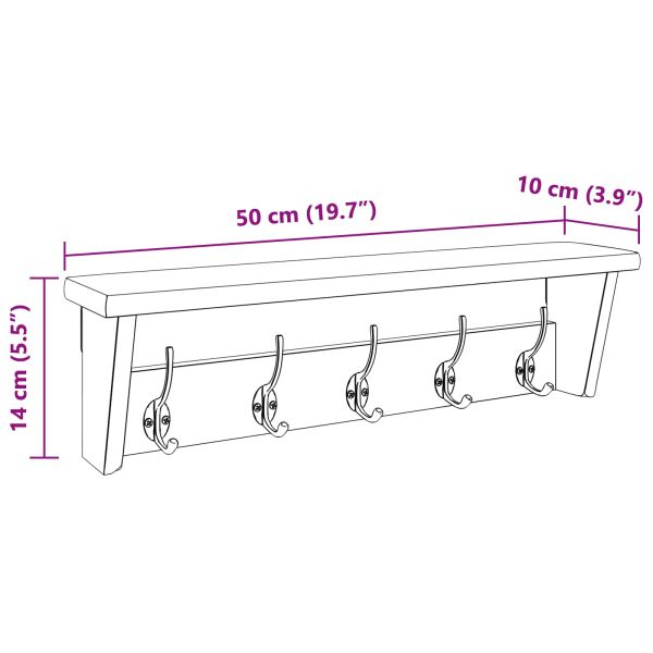 Закачалка Кафяво 50 x 10 x 14 см Масивно махагоново дърво