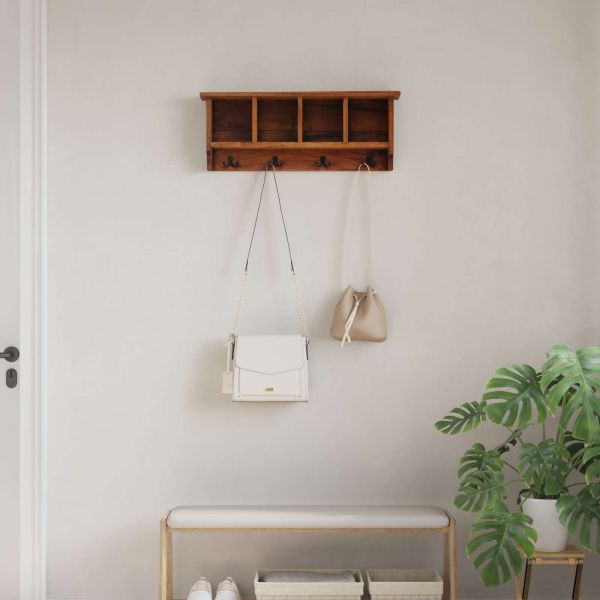 Закачалка Кафяво 70 x 11 x 27 см Масивно махагоново дърво