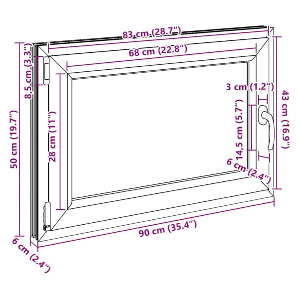 Прозорец за мазе "RISOR" 90x50 см Отварящо-отваряем DIN ляв антрацит