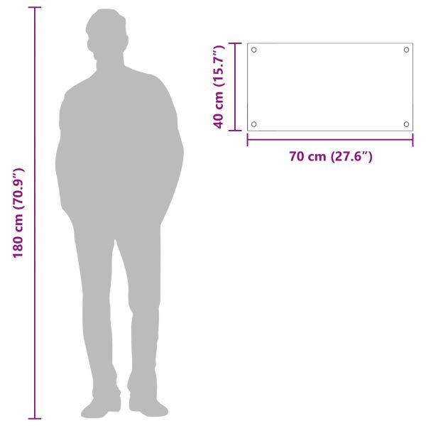 Кухненски заден панел Тъмносив 70 x 40 x 0,6 см закалено стъкло