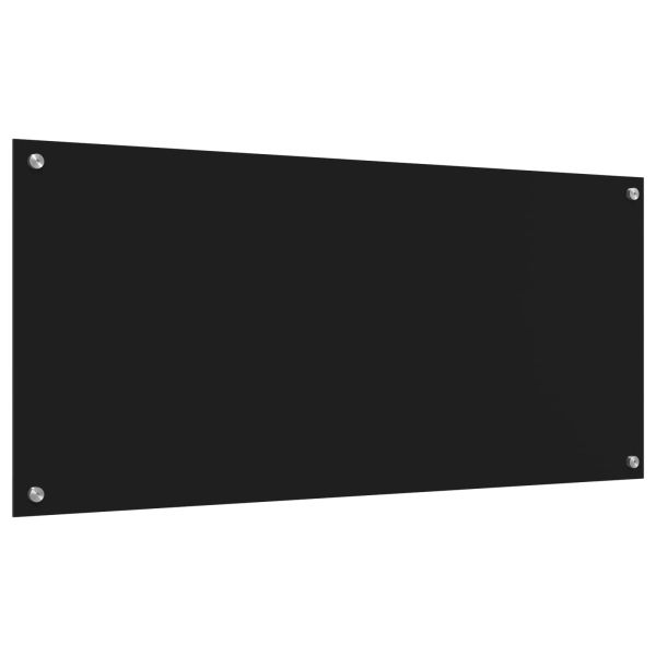 Кухненски заден панел Черно 110 x 50 x 0,6 см закалено стъкло