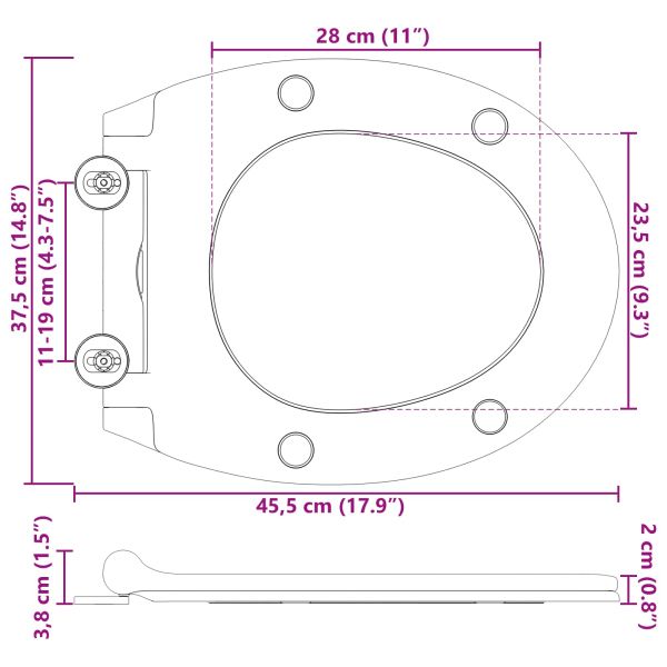 Тоалетна седалка Антрацит 47 x 37,5 x 3,8 см Дуропласт