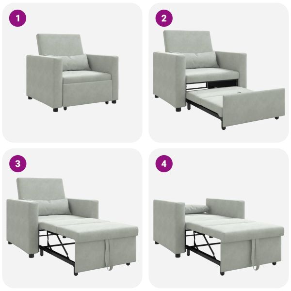 Разтегателен диван с единично легло Светлосиво 90 x 165 x 87 см