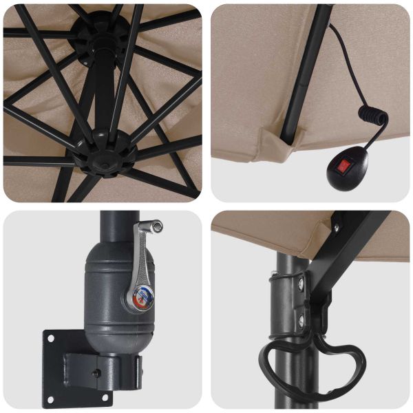 Градински парасол Таупе 248 x 248 x 148 см Полиестер и стомана