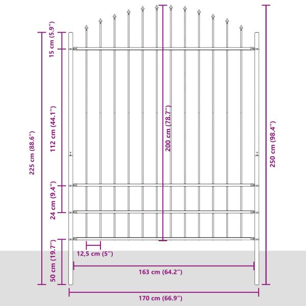 Градска ограда Сив 170 x 225 см Прахово боядисана стомана