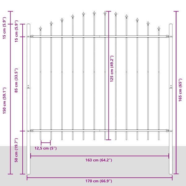 Градска ограда Бяло 170 x 165 см Прахово боядисана стомана