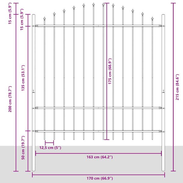 Градска ограда Бяло 170 x 215 см Прахово боядисана стомана