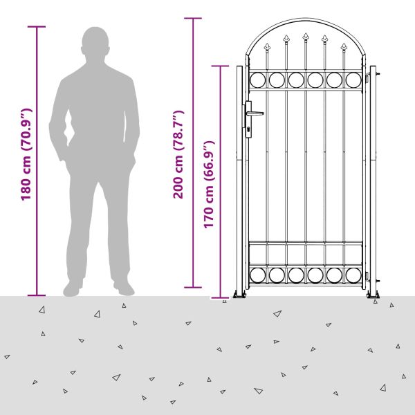 Стълб за ограда. с заключване Сив 200 x 88 x 14 см Стомана