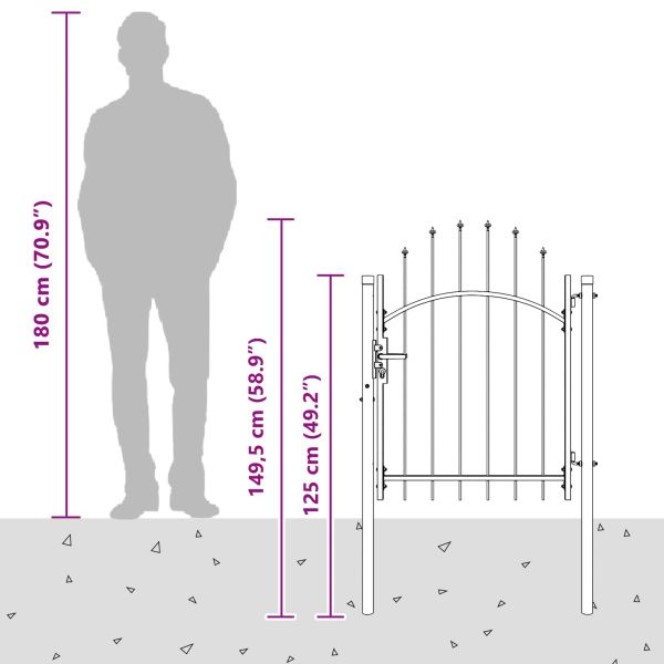 Градинска врата с заключване Сив 100 x 100 cm Стомана