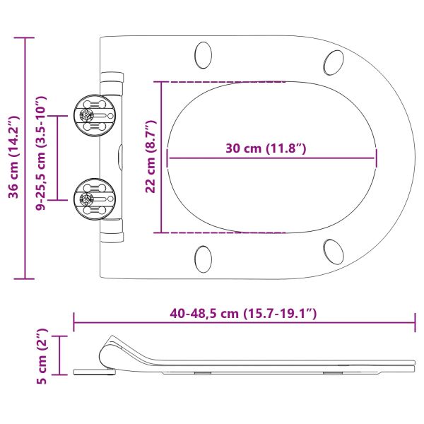 Тоалетна седалка Регулирума Черно 48,5 x 36 x 5 см Полипропилен