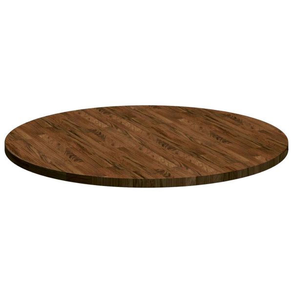 Топ за маса Тъмен кафяв Ø 90 x 2,5 cm Масивен дъб
