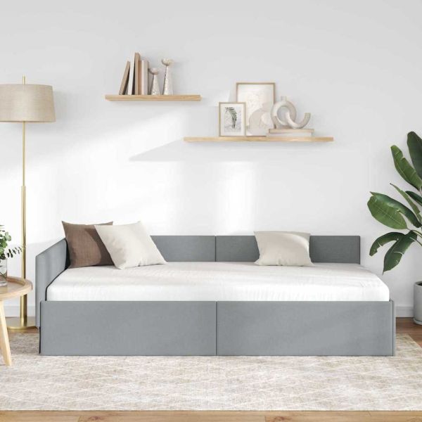 Ъглова рамка за легло Светлосиво 100 см x 200 см Кадифе