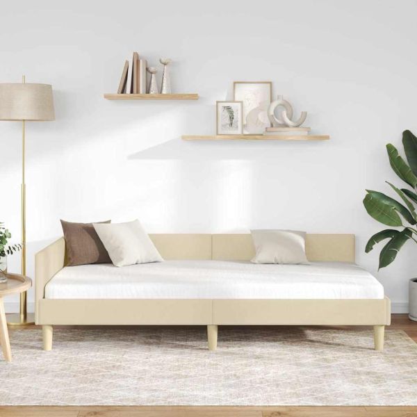 Ъглова рамка за легло с таблото Крем 80 x 200 cm текстил