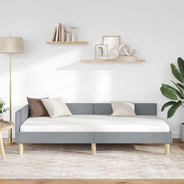 Ъглова рамка за легло с таблото Светлосиво 90 x 190 cm текстил