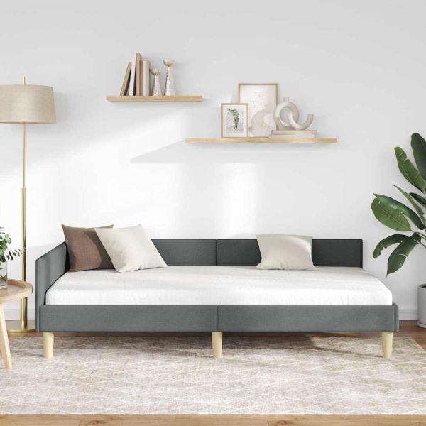 Ъглова рамка за легло с таблото Тъмен сив 90 x 190 cm текстил