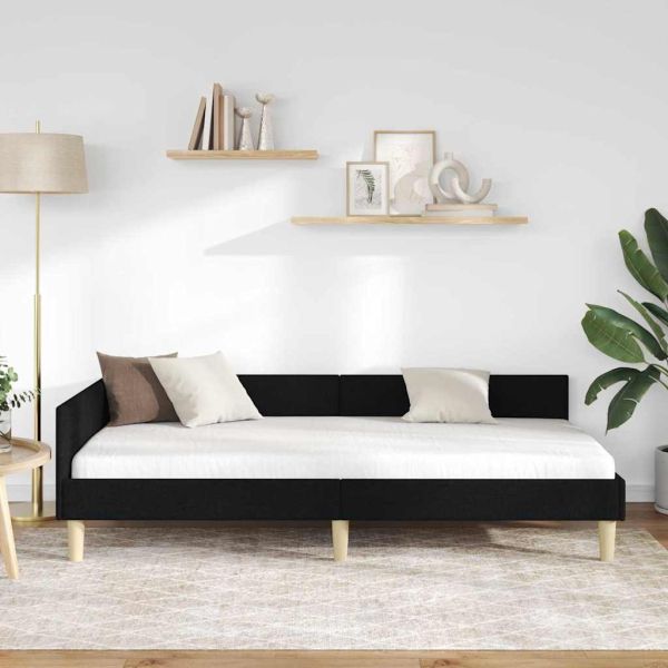 Ъглова рамка за легло с таблото Черно 100 x 200 cm текстил