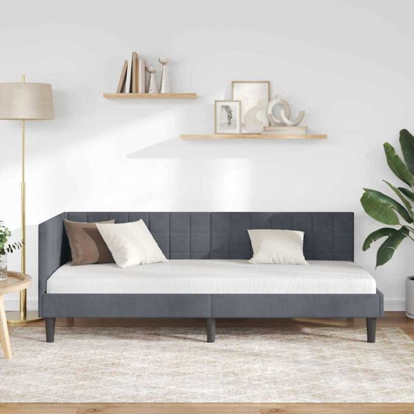 Ъглова рамка за легло с таблото Тъмен сив 80 см x 200 см Кадифе