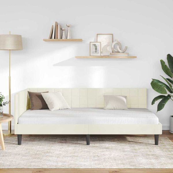 Ъглова рамка за легло с таблото Крем 100 см x 200 см Кадифе