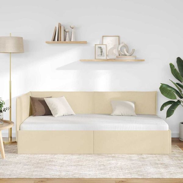 Ъглова рамка за легло с таблото Крем 90 x 190 cm Кадифе