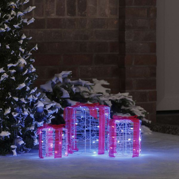 Декорация на подаръчна кутия 3 pcs Синьо 20 x 20 x 21 см Акрил