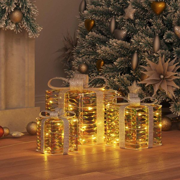 Кутия за подарък 3 pcs Топло бяло 20 x 20 x 20 см PET