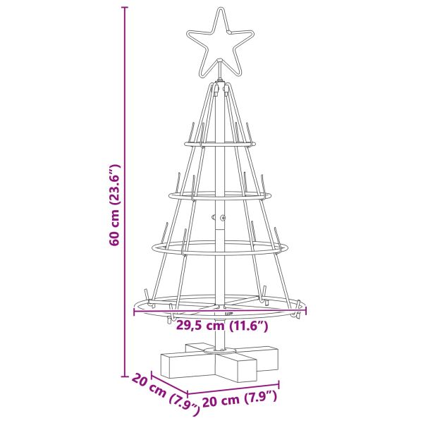Коледно дърво с конус с поставка Черно 60 cm Стомана
