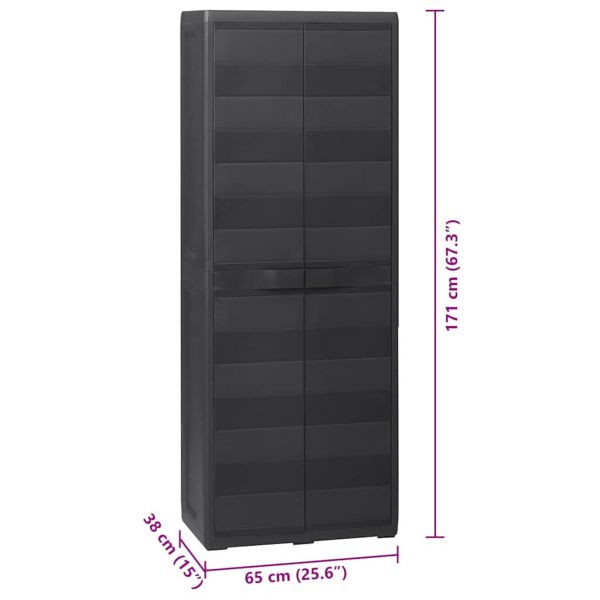 Градински шкаф за съхранение с 3 рафта, черен