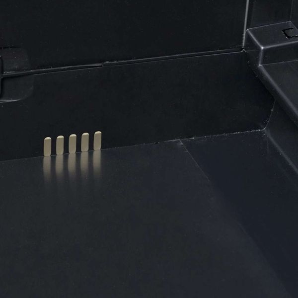 Градински шкаф за съхранение с 3 рафта, черно и сиво