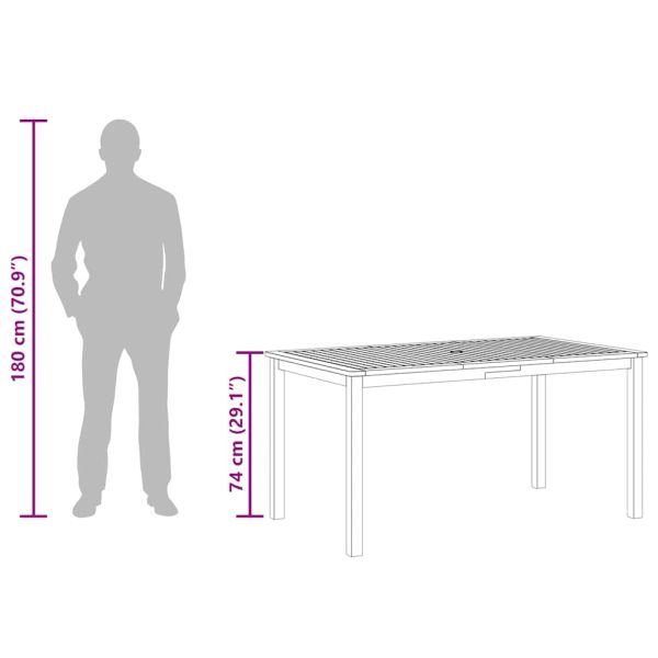 Градинска маса, 150x90x74 см, акация масив