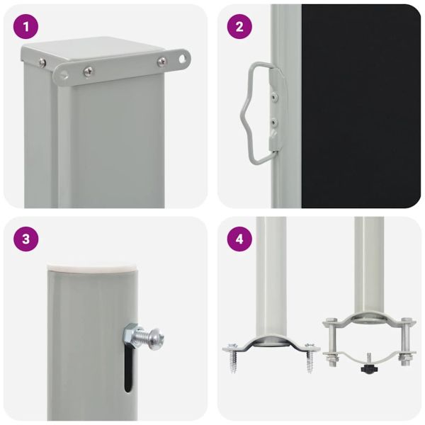 Прибираща се странична тента, 120х300 см, черна