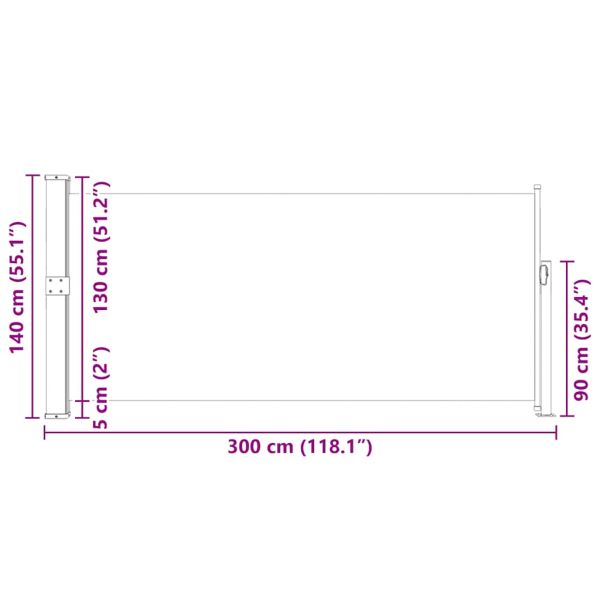 Прибираща се странична тента, 140х300 см, кафява