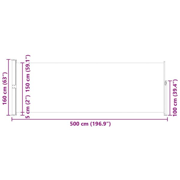 Прибираща се странична тента, 160х500 см, кремава