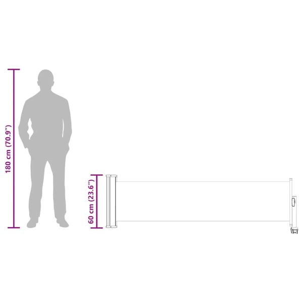 Прибираща се дворна странична тента, 60x300 см, кафява