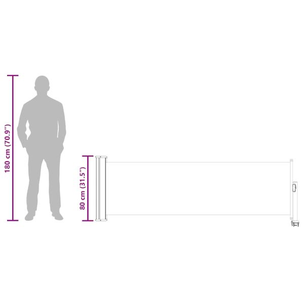 Прибираща се дворна странична тента, 80x300 см, сива